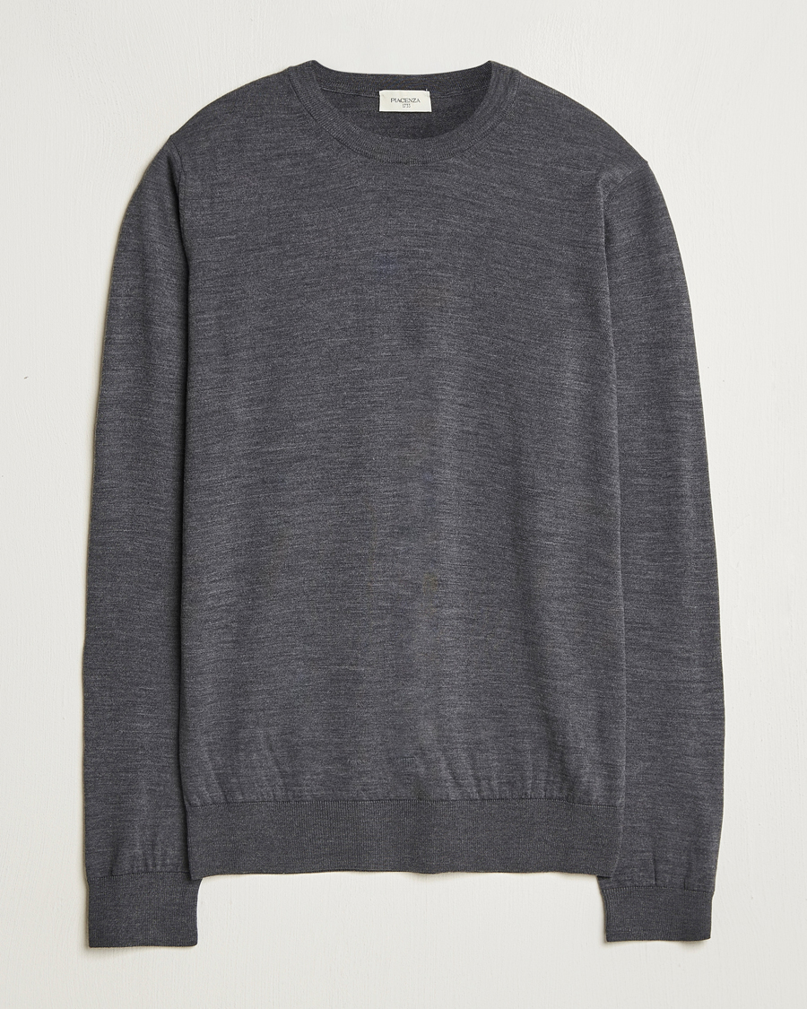 Herre | Gensere | Piacenza Cashmere | Merino Wool Crew Neck Sweater Charcoal
