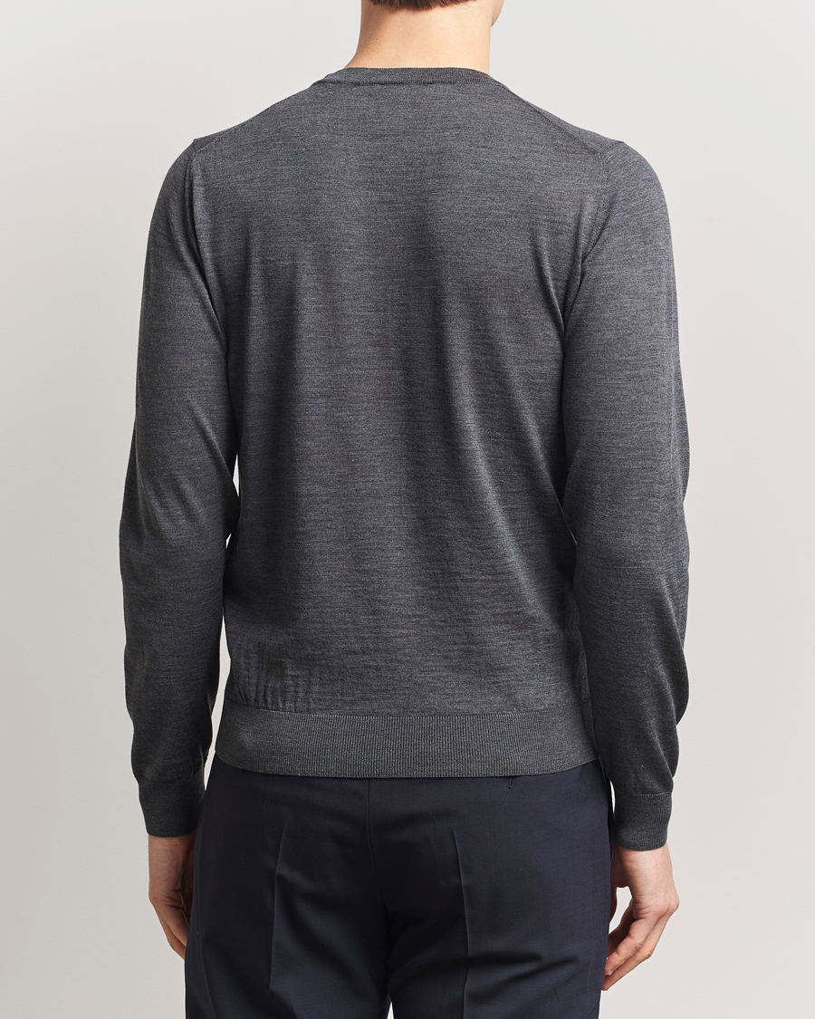Herre | Gensere | Piacenza Cashmere | Merino Wool Crew Neck Sweater Charcoal