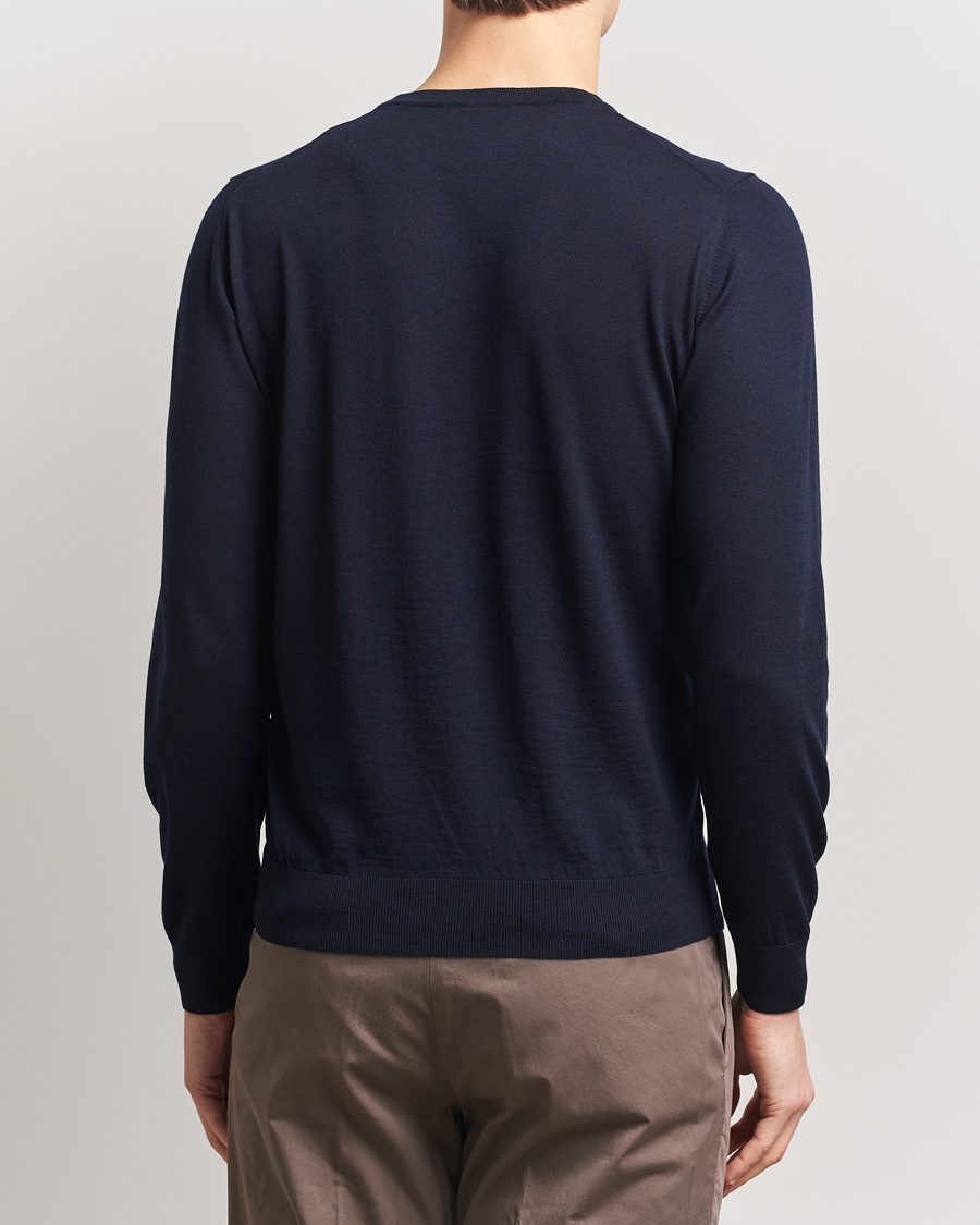 Herre | Gensere | Piacenza Cashmere | Merino Wool Crew Neck Sweater Navy
