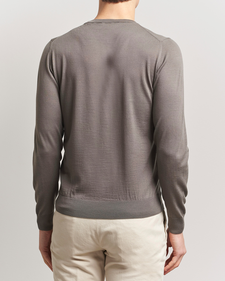 Herre | Gensere | Piacenza Cashmere | Merino Wool Crew Neck Sweater Taupe