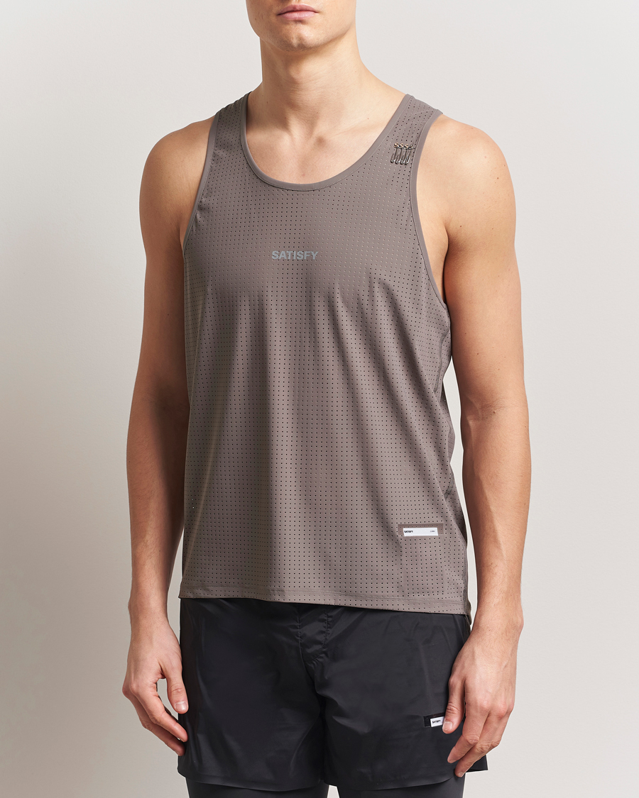 Herre | T-Shirts | Satisfy | Space-O Singlet Taupe