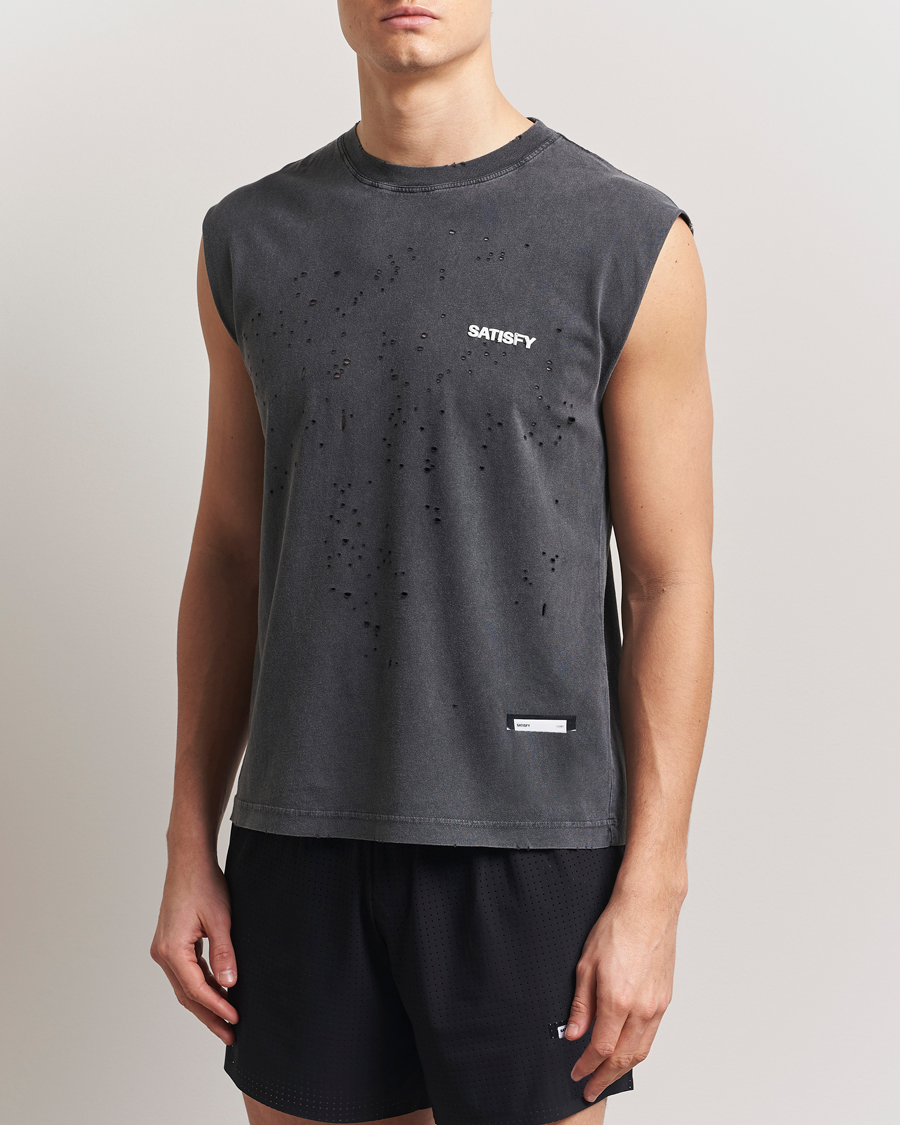 Herre | T-Shirts | Satisfy | MothTech Muscle Tee Aged Black
