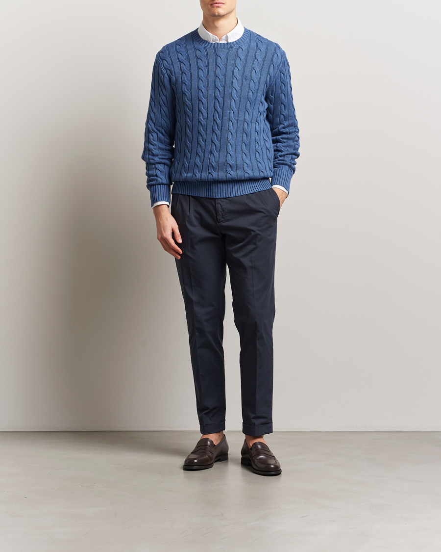 Herre | Gensere | Polo Ralph Lauren | Cotton Cable Pullover Bright Blue