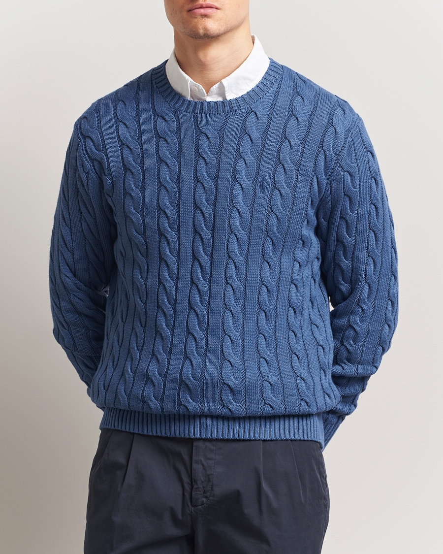 Herre | Gensere | Polo Ralph Lauren | Cotton Cable Pullover Bright Blue