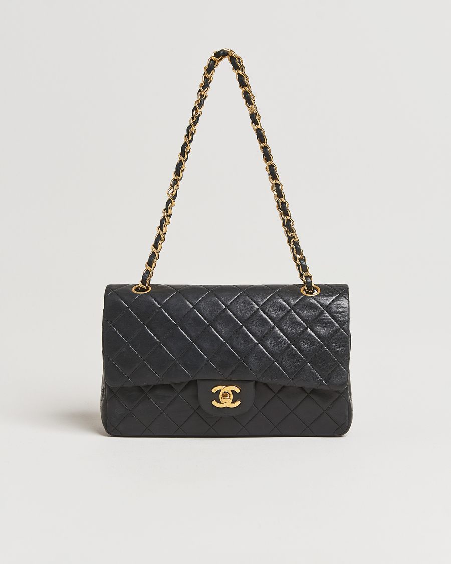Herre | Chanel Pre-Owned Classic Medium Double Flap Bag Lambskin Black | Chanel Pre-Owned | Classic Medium Double Flap Bag Lambskin Black