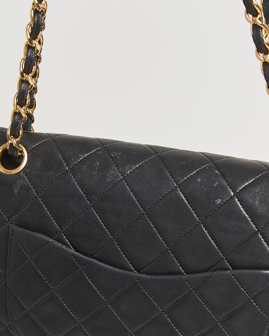 Herre | Chanel Pre-Owned Classic Medium Double Flap Bag Lambskin Black | Chanel Pre-Owned | Classic Medium Double Flap Bag Lambskin Black