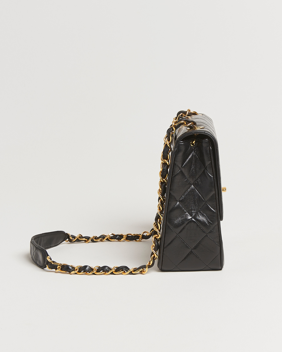 Herre | Chanel Pre-Owned Classic Flap Bag Deca Squared Lambskin Black | Chanel Pre-Owned | Classic Flap Bag Deca Squared Lambskin Black