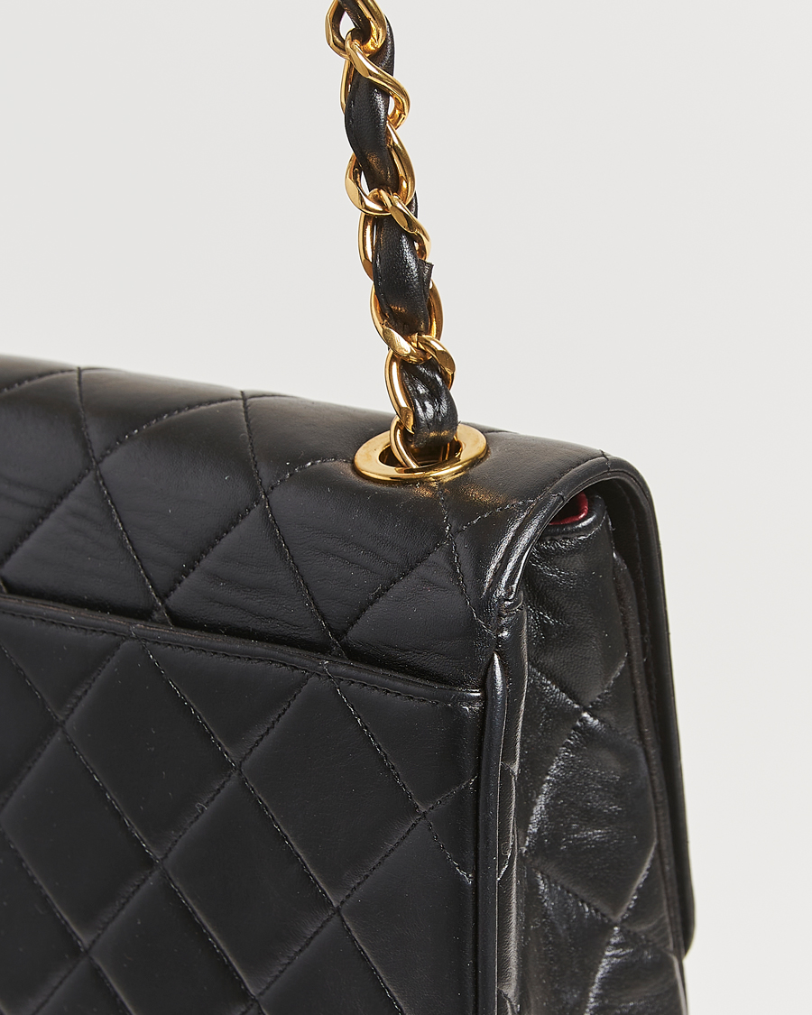 Herre | Chanel Pre-Owned Classic Flap Bag Deca Squared Lambskin Black | Chanel Pre-Owned | Classic Flap Bag Deca Squared Lambskin Black