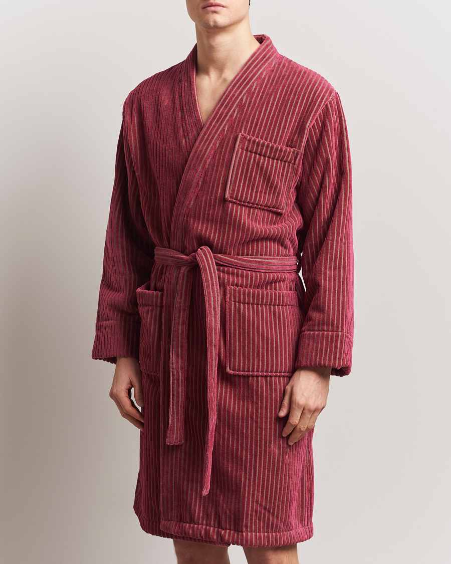 Herre | Pyjamaser og badekåper | OAS | Striped Velour Robe Botanico