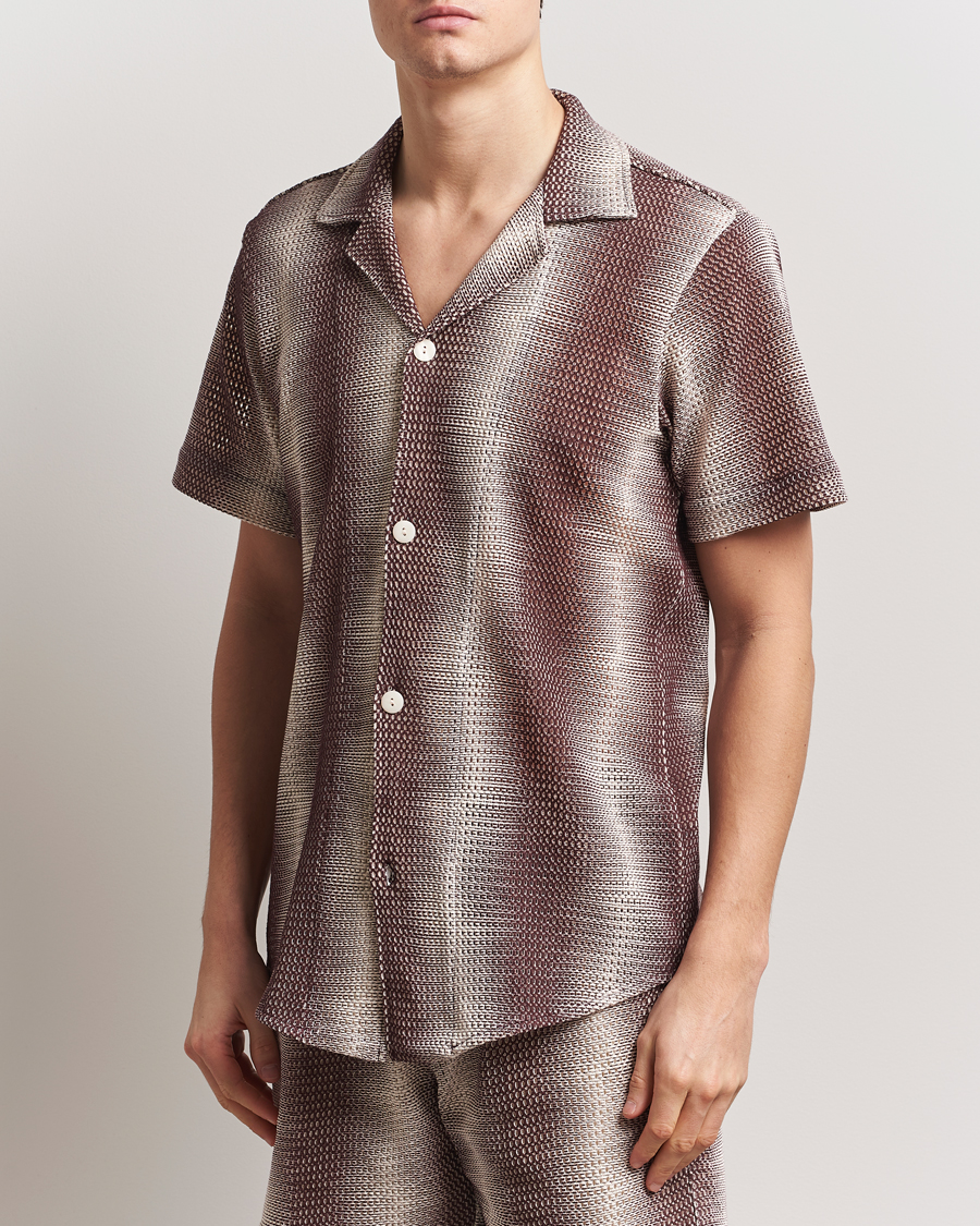 Herre | Skjorter | OAS | Short Sleeve Cuba Net Shirt Merlot Echo