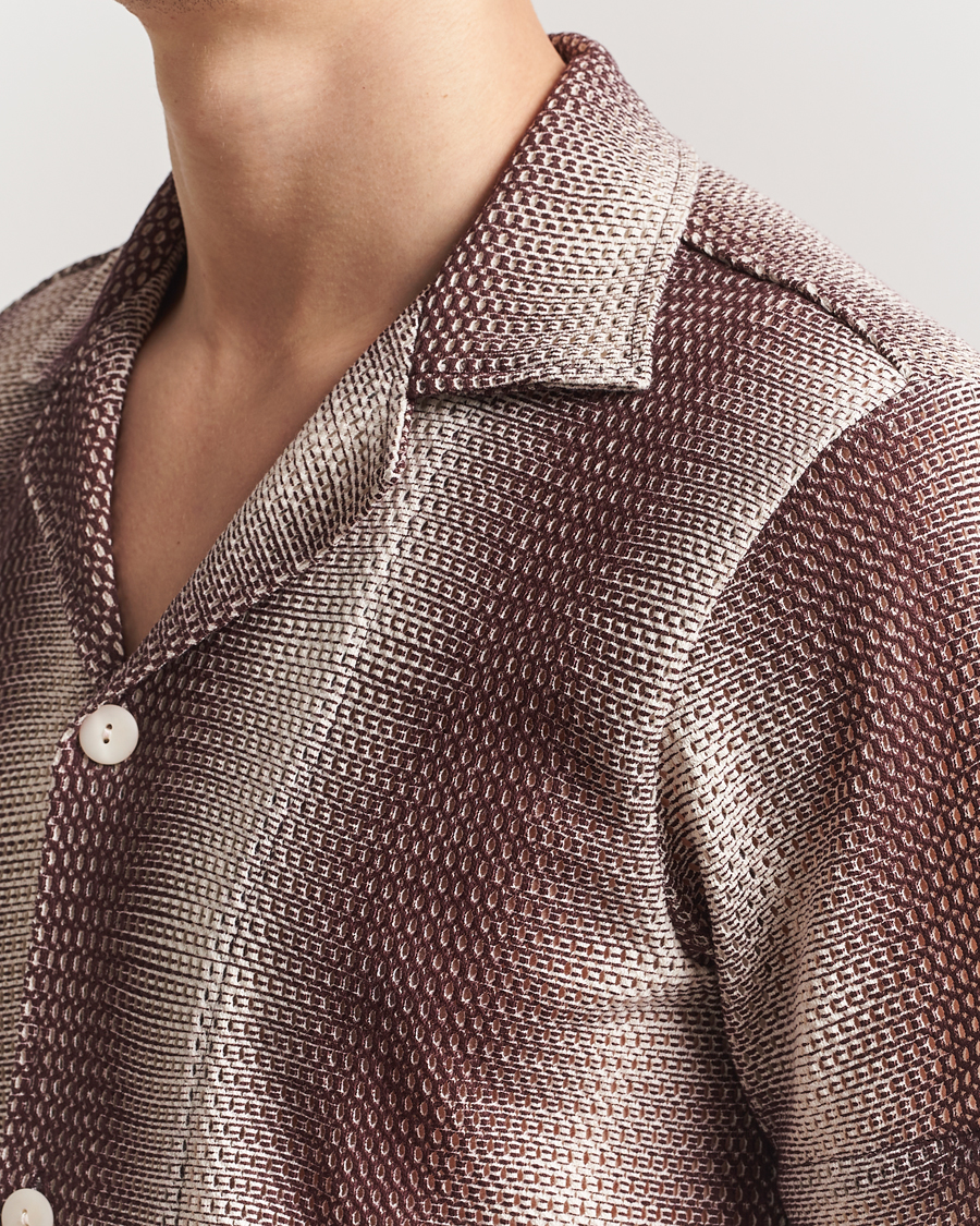 Herre | Skjorter | OAS | Short Sleeve Cuba Net Shirt Merlot Echo