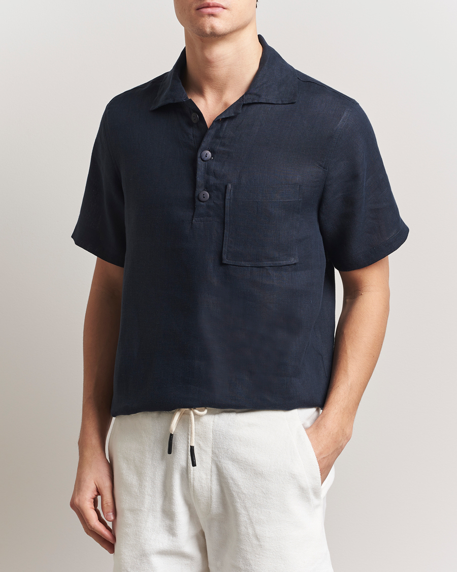 Herre | Skjorter | OAS | Cuba Linen Shirt Dark Navy