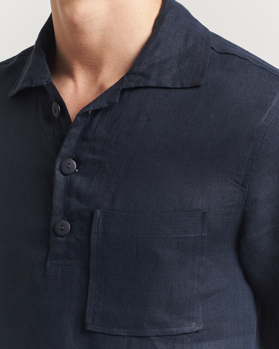 Herre | Skjorter | OAS | Cuba Linen Shirt Dark Navy