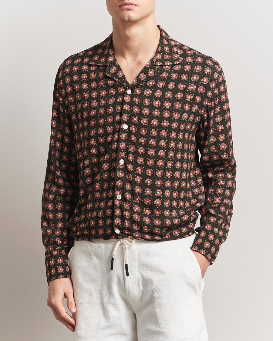 Herre | Skjorter | OAS | Long Sleeve Resort Viscose Shirt Coffe Lumo