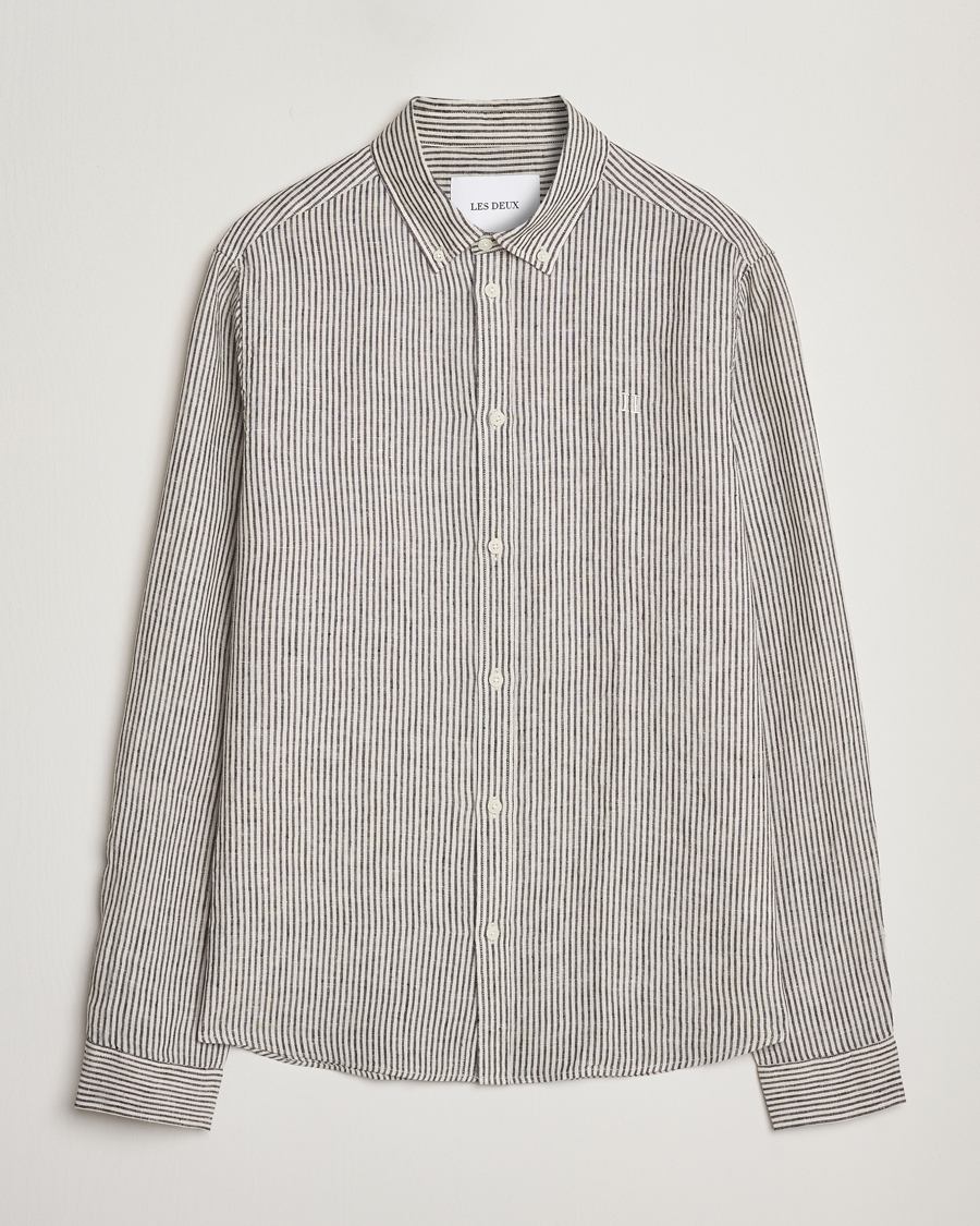Herre | Skjorter | LES DEUX | Konrad Striped Linen Shirt Black
