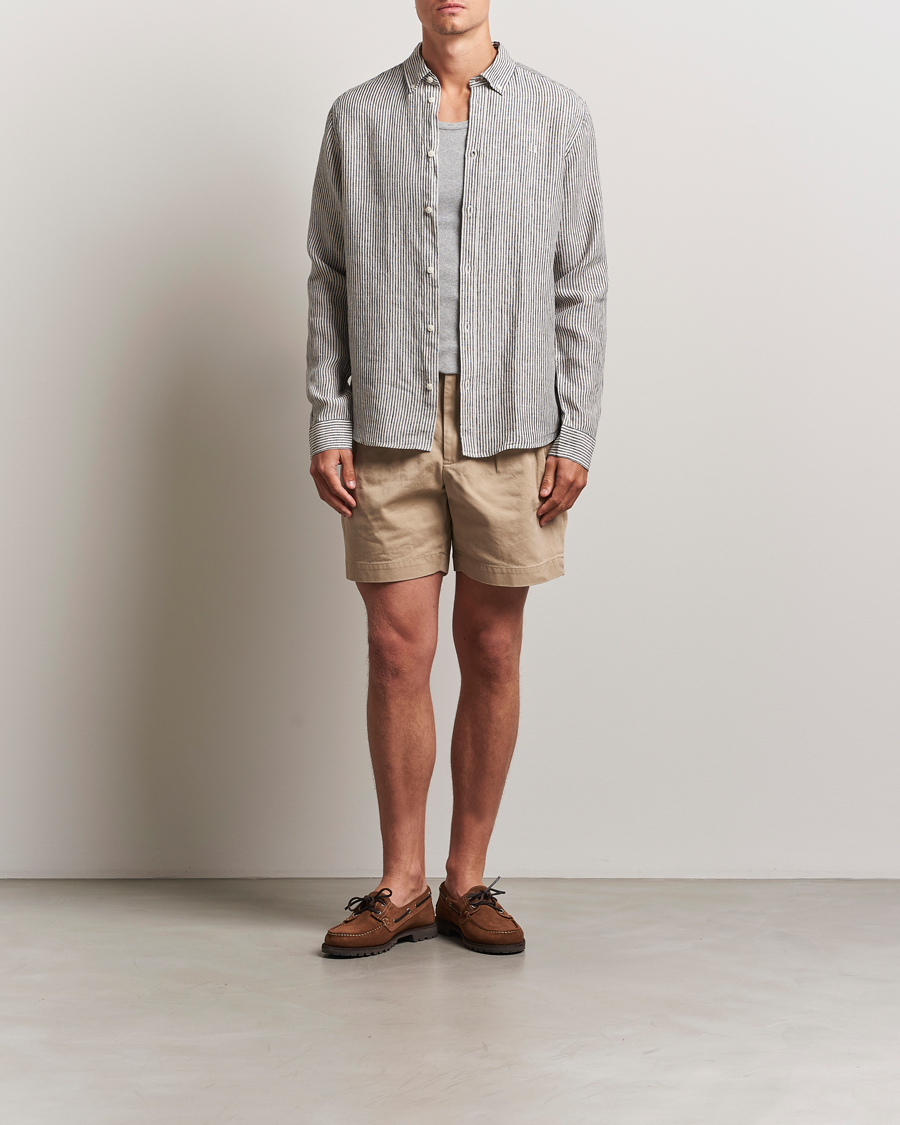 Herre | Skjorter | LES DEUX | Konrad Striped Linen Shirt Black
