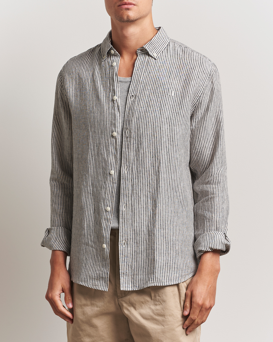 Herre | Skjorter | LES DEUX | Konrad Striped Linen Shirt Black