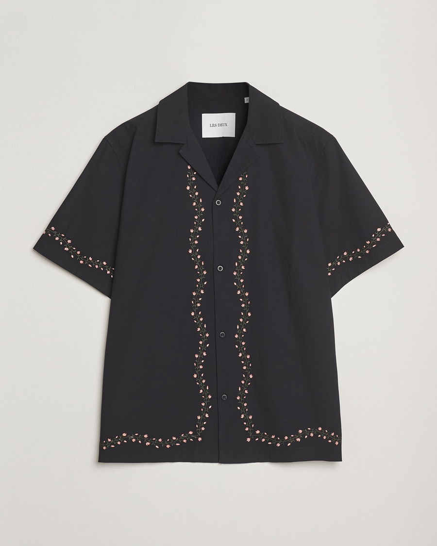 Herre | Skjorter | LES DEUX | Lesley Embroidery Short Sleeve Shirt Black