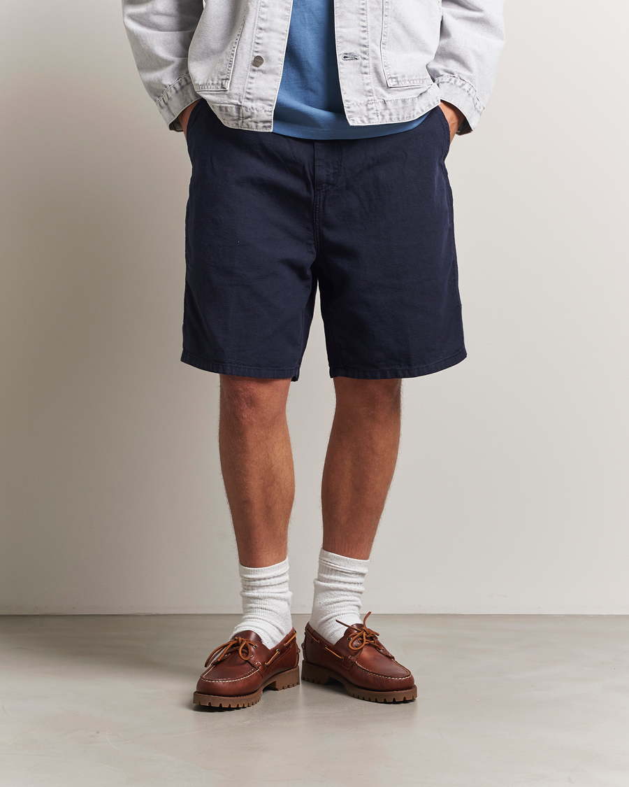 Herre | Shorts | Carhartt WIP | Walter Single Knee Cotton/Linen Short Dark Navy