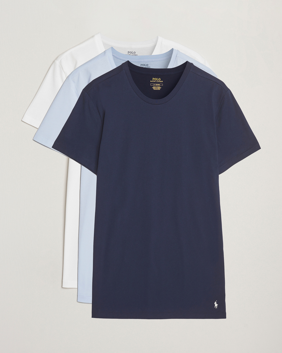 Herre | T-Shirts | Polo Ralph Lauren | 3-Pack Crew Neck T-shirt Navy/White/Blue