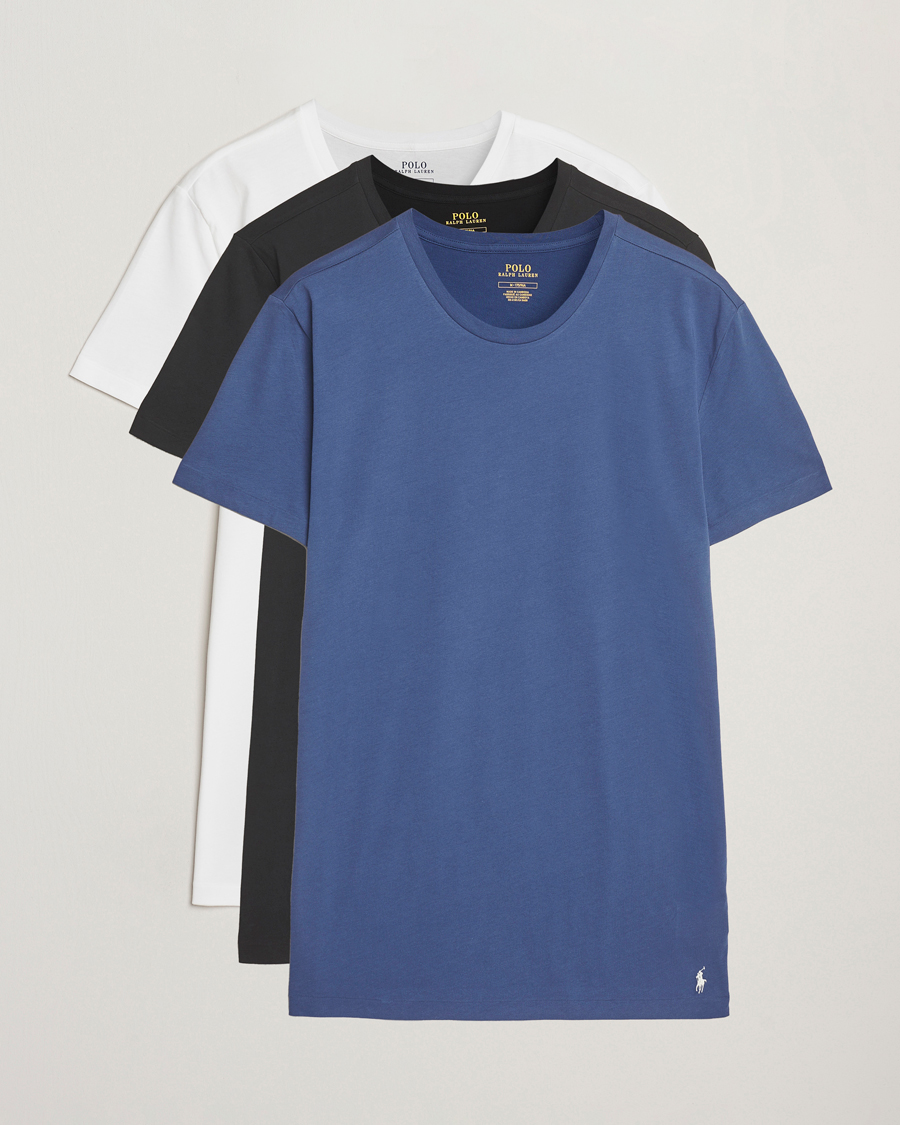 Herre | T-Shirts | Polo Ralph Lauren | 3-Pack Crew Neck T-shirt Black/Old Royal/White