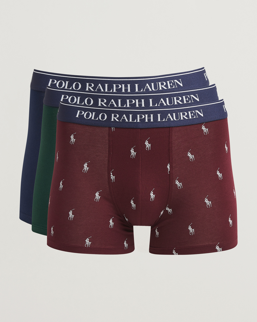 Herre | Undertøy | Polo Ralph Lauren | 3-Pack Trunk Navy/Green/Harvard Wine