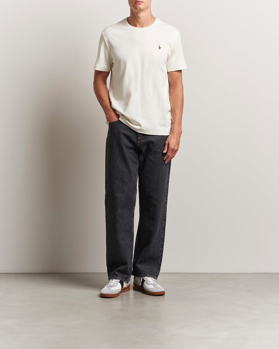 Herre | T-Shirts | Polo Ralph Lauren | Luxury Pima Cotton Crew Neck T-Shirt Pale Cream