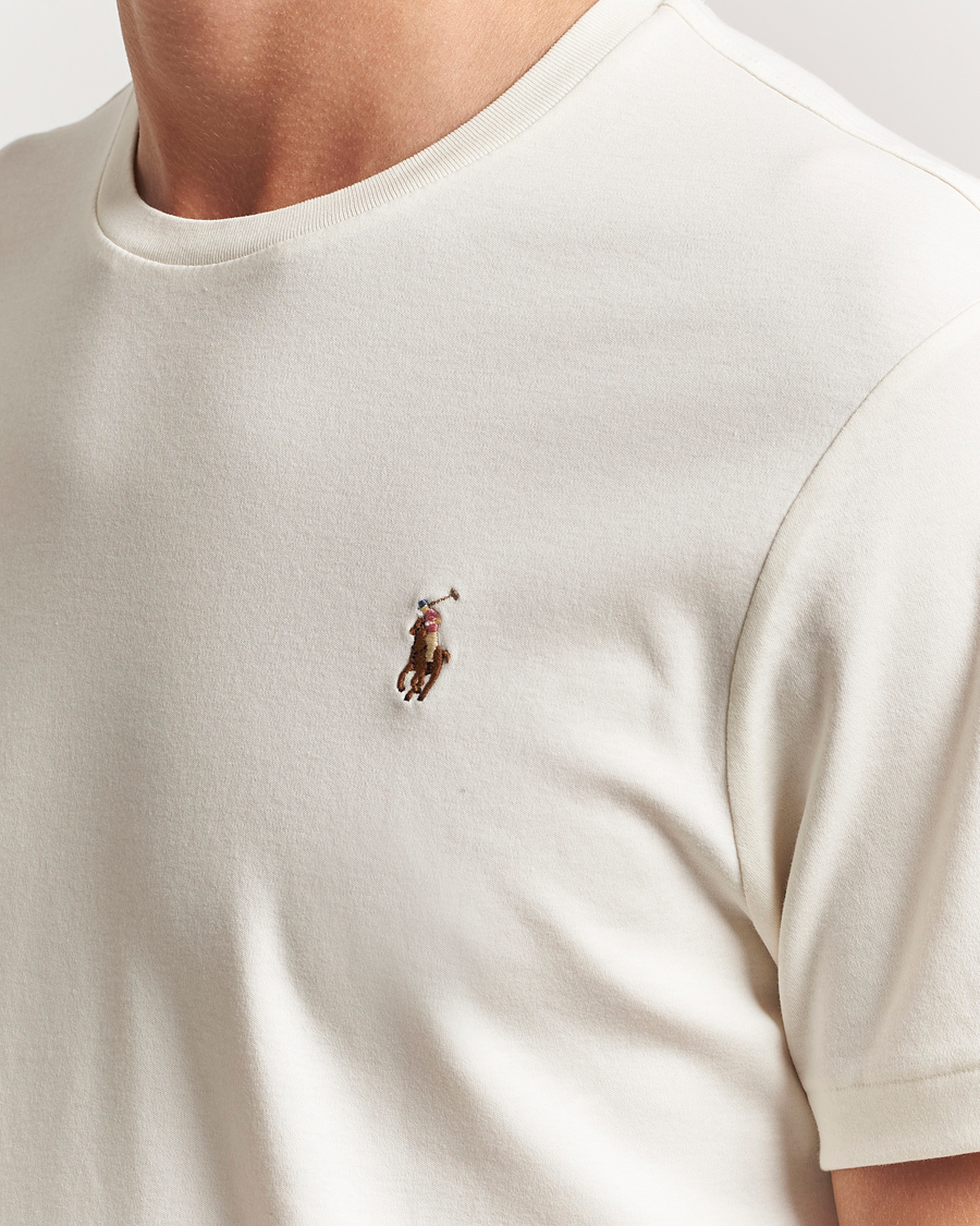Herre | T-Shirts | Polo Ralph Lauren | Luxury Pima Cotton Crew Neck T-Shirt Pale Cream