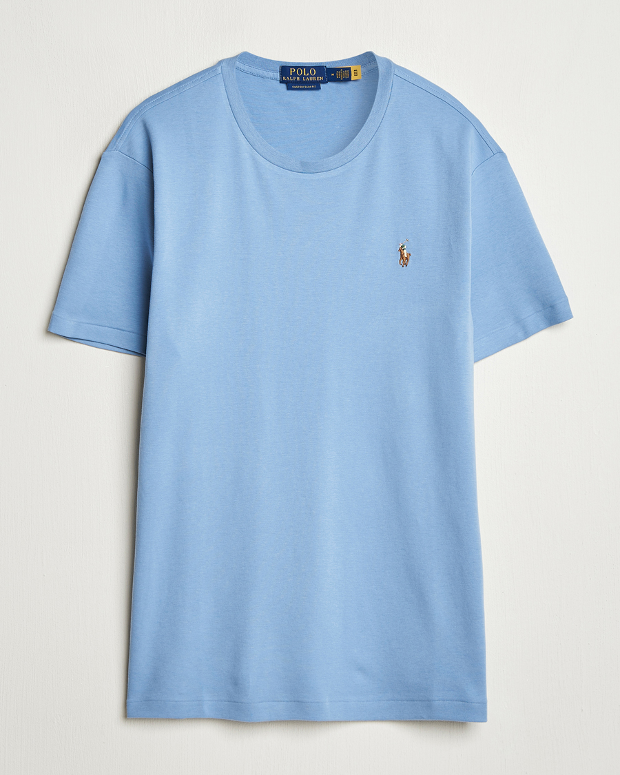 Herre | T-Shirts | Polo Ralph Lauren | Luxury Pima Cotton Crew Neck T-Shirt Channel Blue
