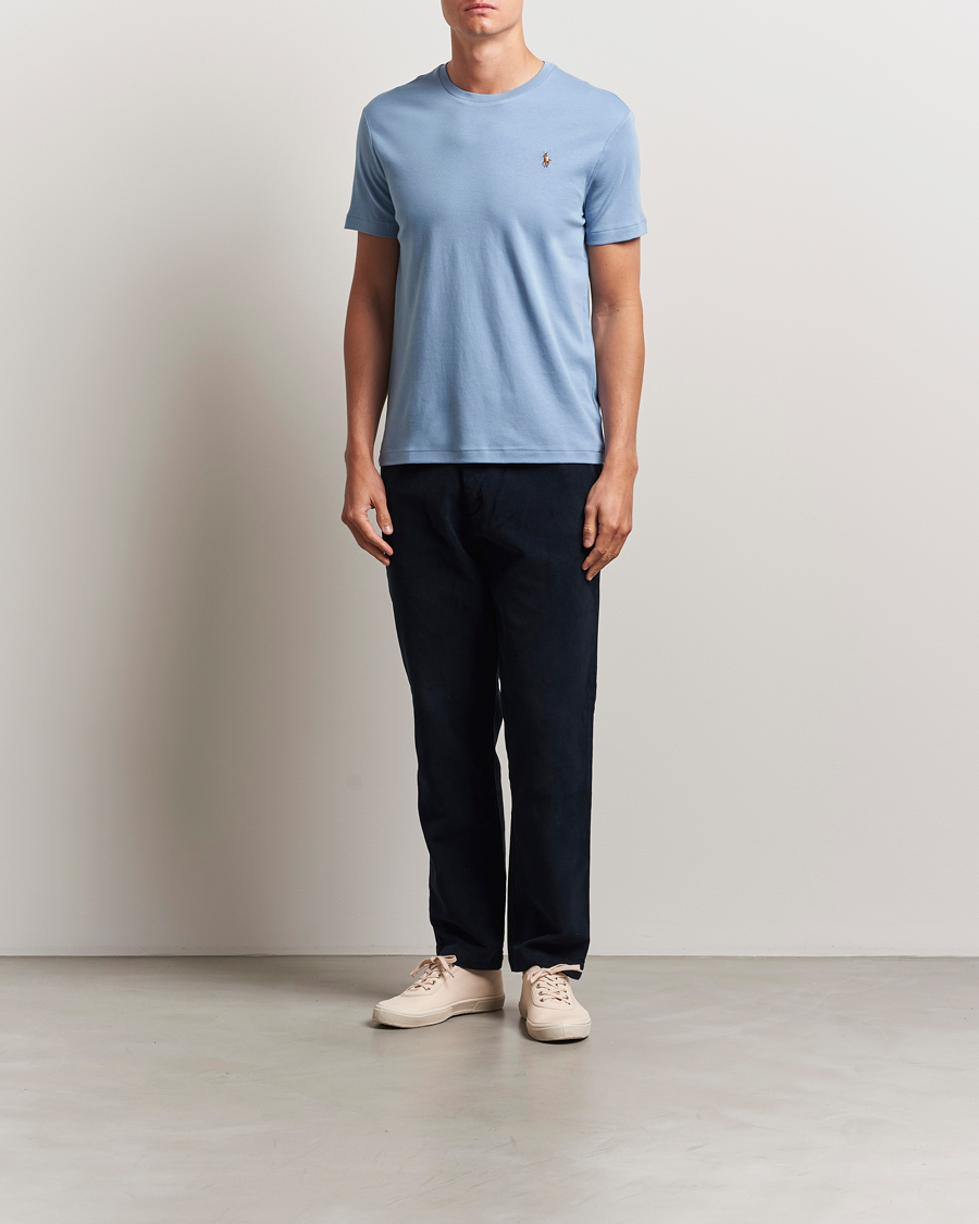 Herre | T-Shirts | Polo Ralph Lauren | Luxury Pima Cotton Crew Neck T-Shirt Channel Blue