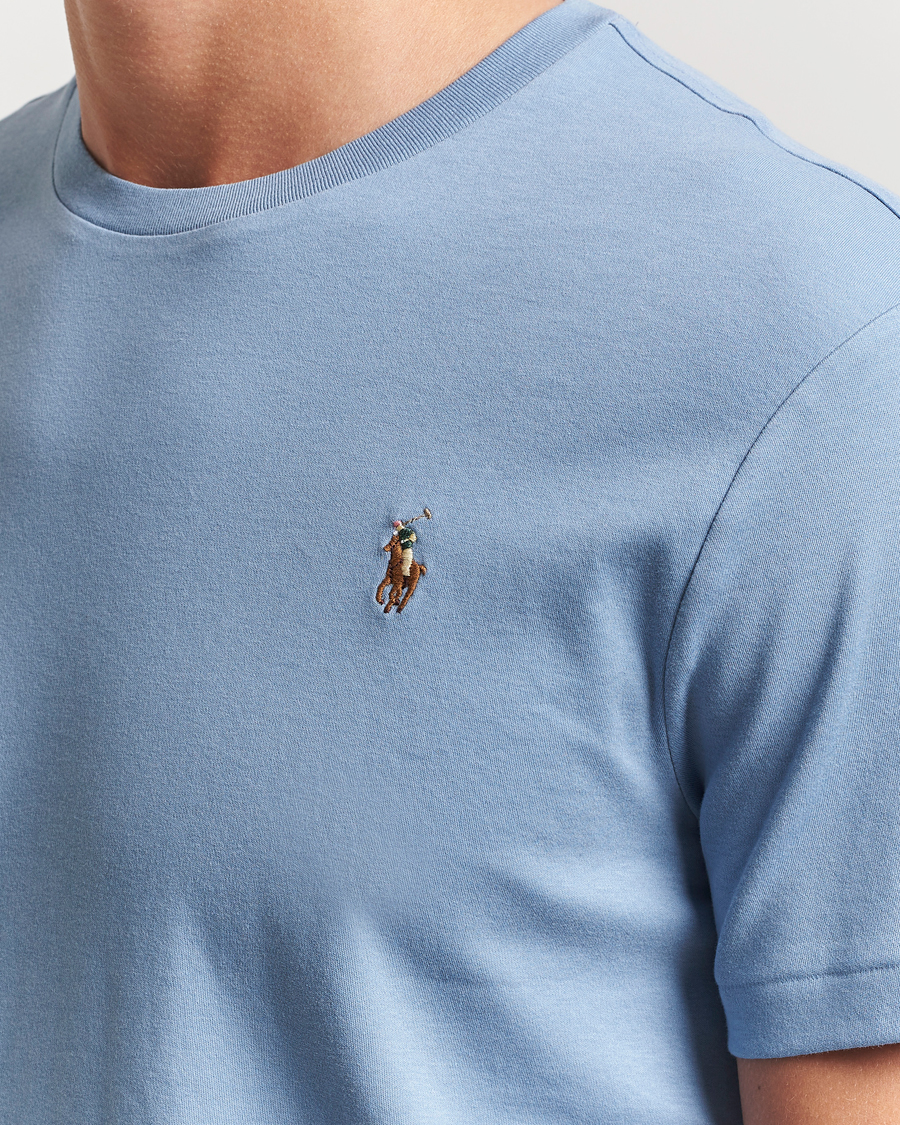 Herre | T-Shirts | Polo Ralph Lauren | Luxury Pima Cotton Crew Neck T-Shirt Channel Blue