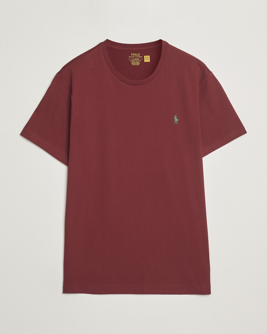 Herre | T-Shirts | Polo Ralph Lauren | Custom Slim Fit Crew Neck T-Shirt Red Wine