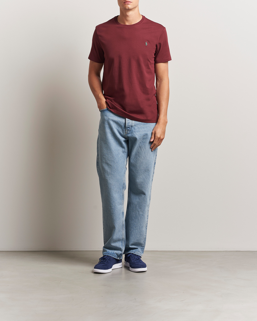 Herre | T-Shirts | Polo Ralph Lauren | Custom Slim Fit Crew Neck T-Shirt Red Wine