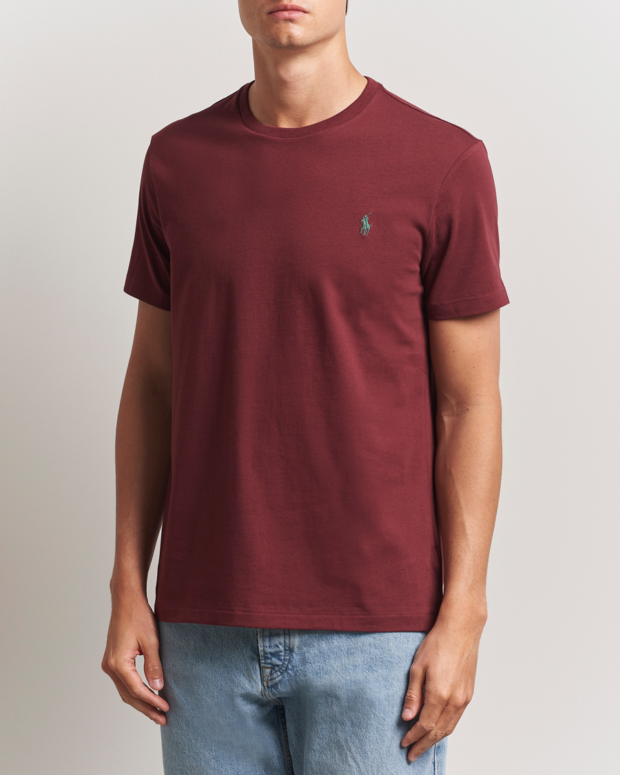 Herre | T-Shirts | Polo Ralph Lauren | Custom Slim Fit Crew Neck T-Shirt Red Wine