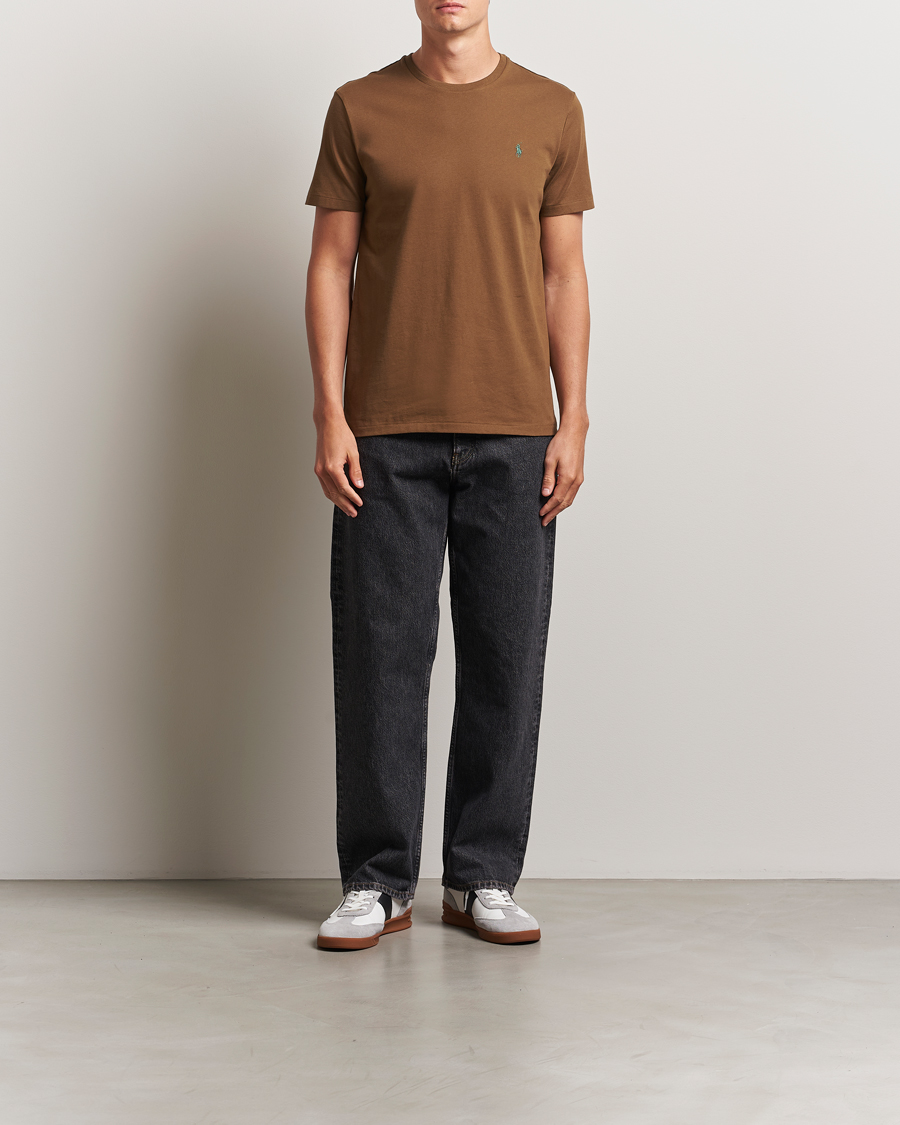 Herre | T-Shirts | Polo Ralph Lauren | Custom Slim Fit Crew Neck T-Shirt Nature Brown