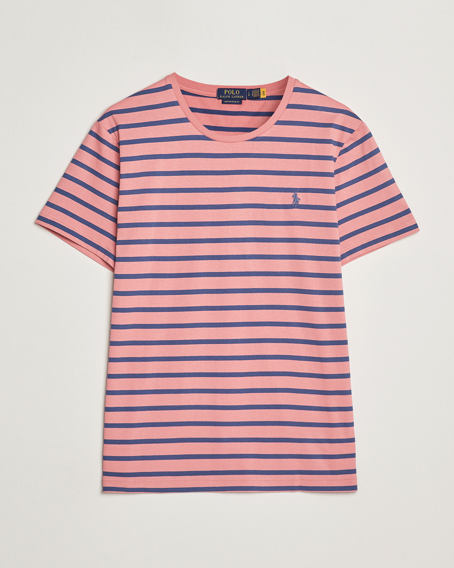Herre | T-Shirts | Polo Ralph Lauren | Custom Slim Fit Striped Tee Desert Rose/Old Royal