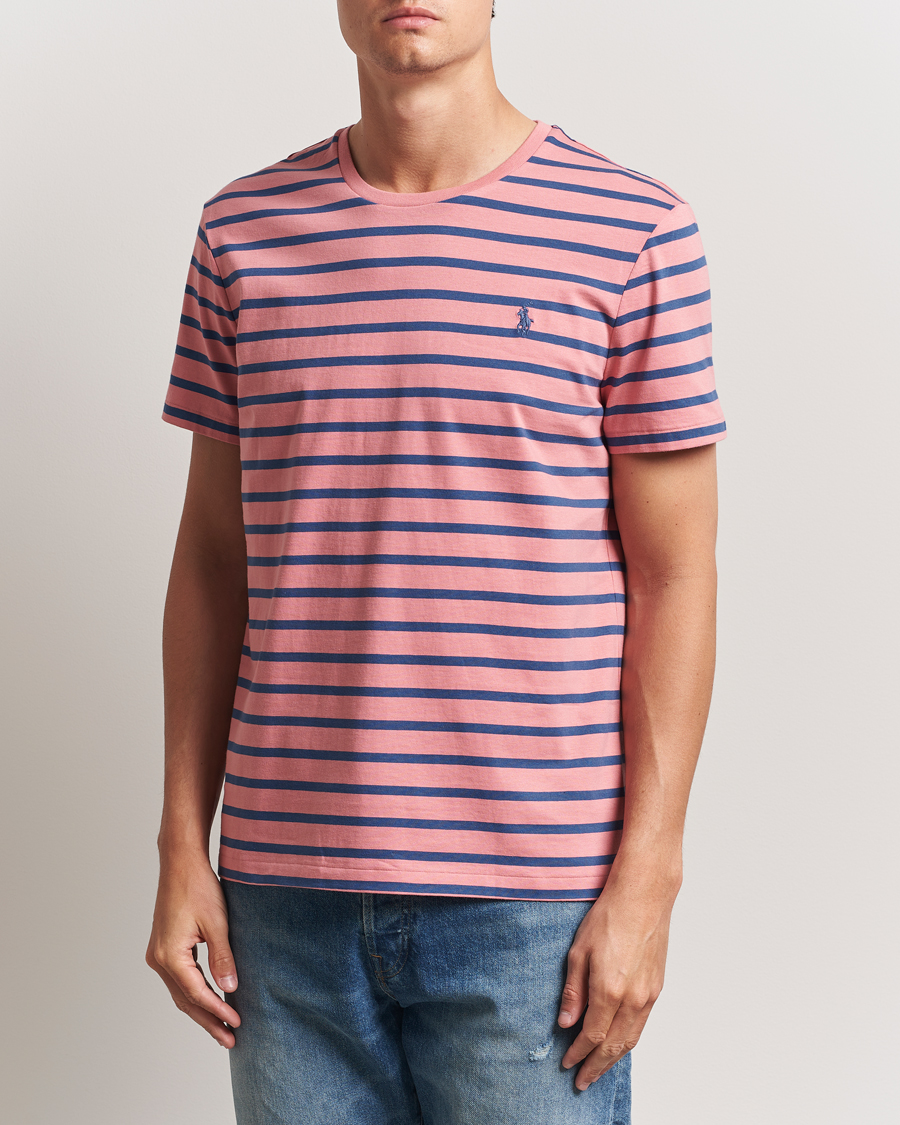 Herre | T-Shirts | Polo Ralph Lauren | Custom Slim Fit Striped Tee Desert Rose/Old Royal