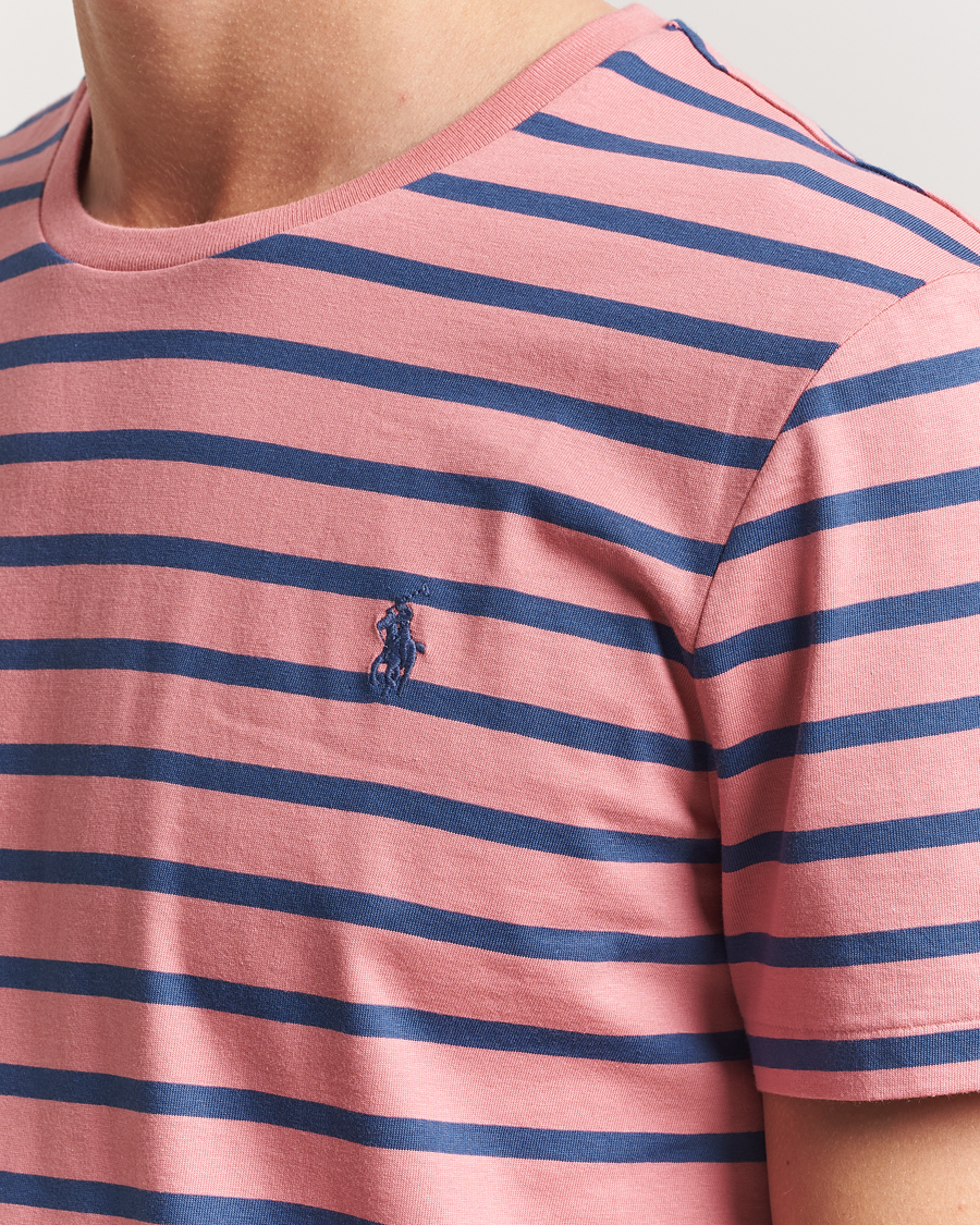 Herre | T-Shirts | Polo Ralph Lauren | Custom Slim Fit Striped Tee Desert Rose/Old Royal