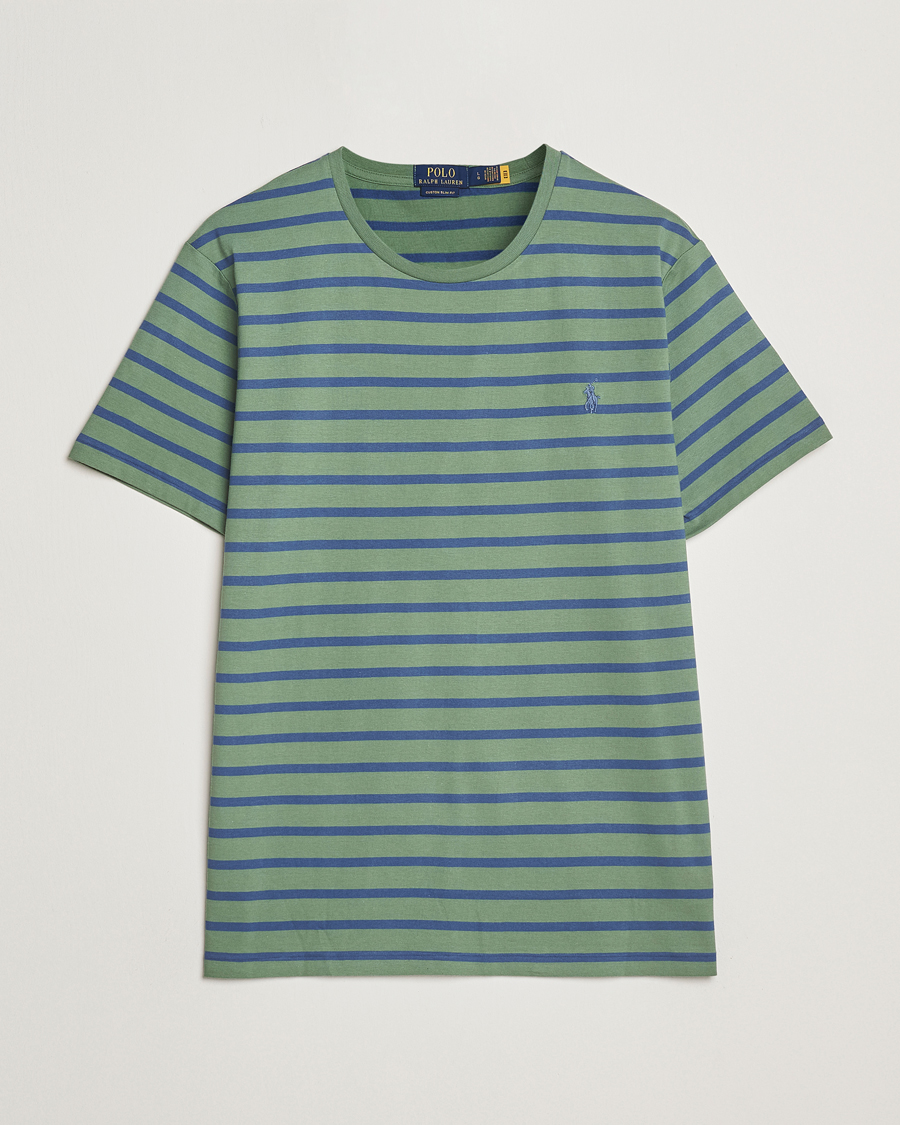 Herre | T-Shirts | Polo Ralph Lauren | Custom Slim Fit Striped Tee Green/Old Royal