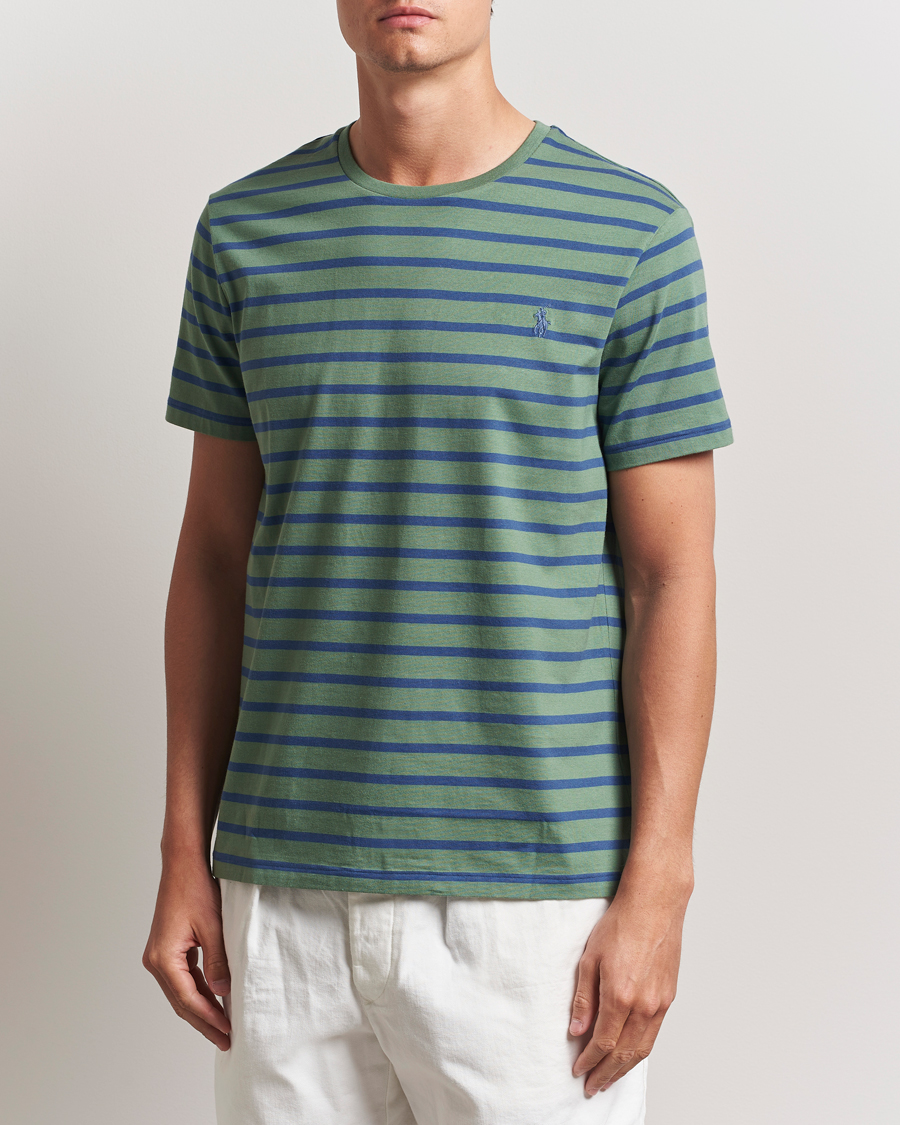 Herre | T-Shirts | Polo Ralph Lauren | Custom Slim Fit Striped Tee Green/Old Royal