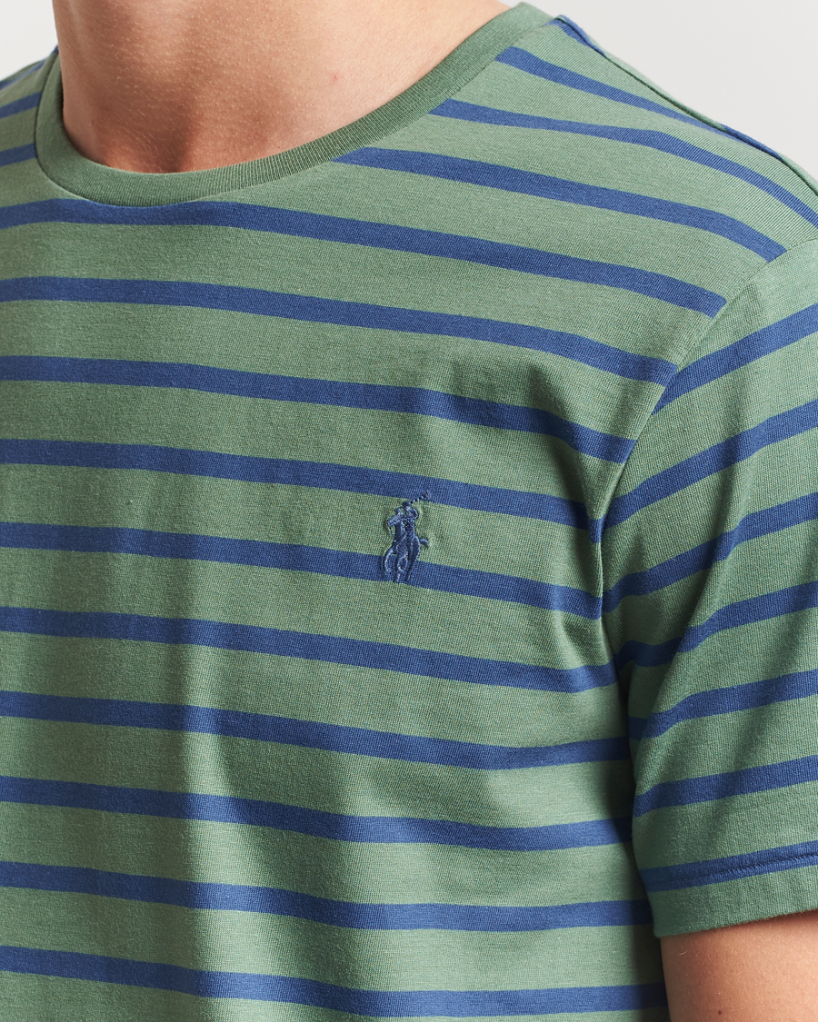 Herre | T-Shirts | Polo Ralph Lauren | Custom Slim Fit Striped Tee Green/Old Royal