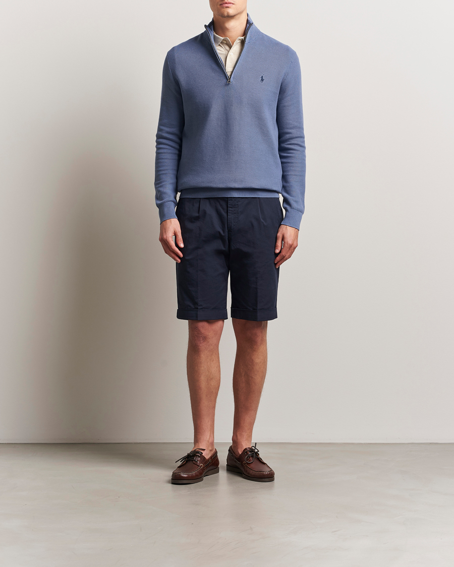 Herre | Gensere | Polo Ralph Lauren | Half Zip Cotton Pullover Capri Blue