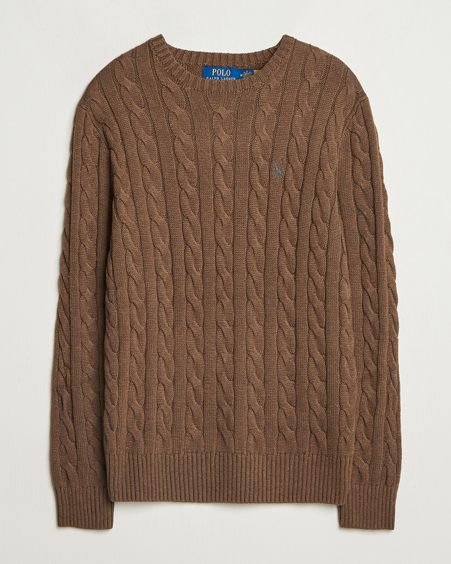 Herre | Gensere | Polo Ralph Lauren | Cotton Cable Pullover Coffee Brown Heather