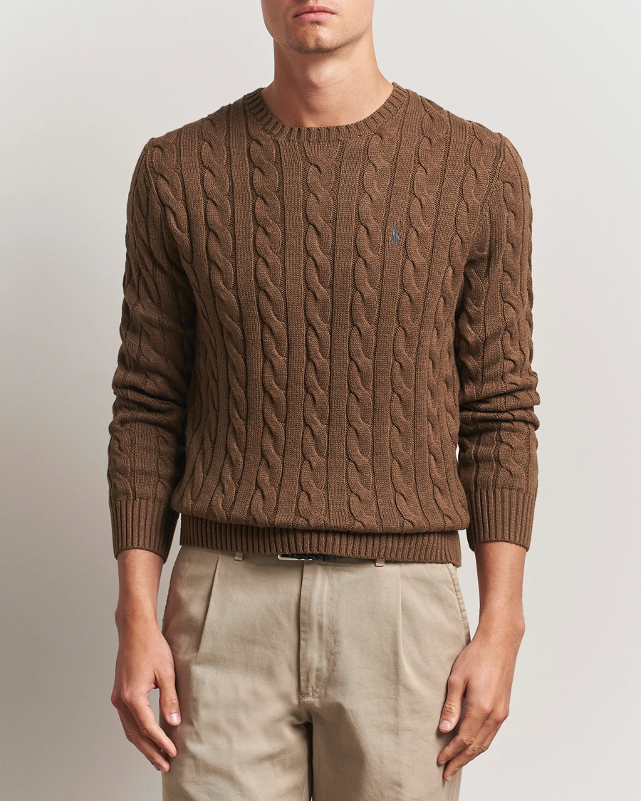 Herre | Gensere | Polo Ralph Lauren | Cotton Cable Pullover Coffee Brown Heather