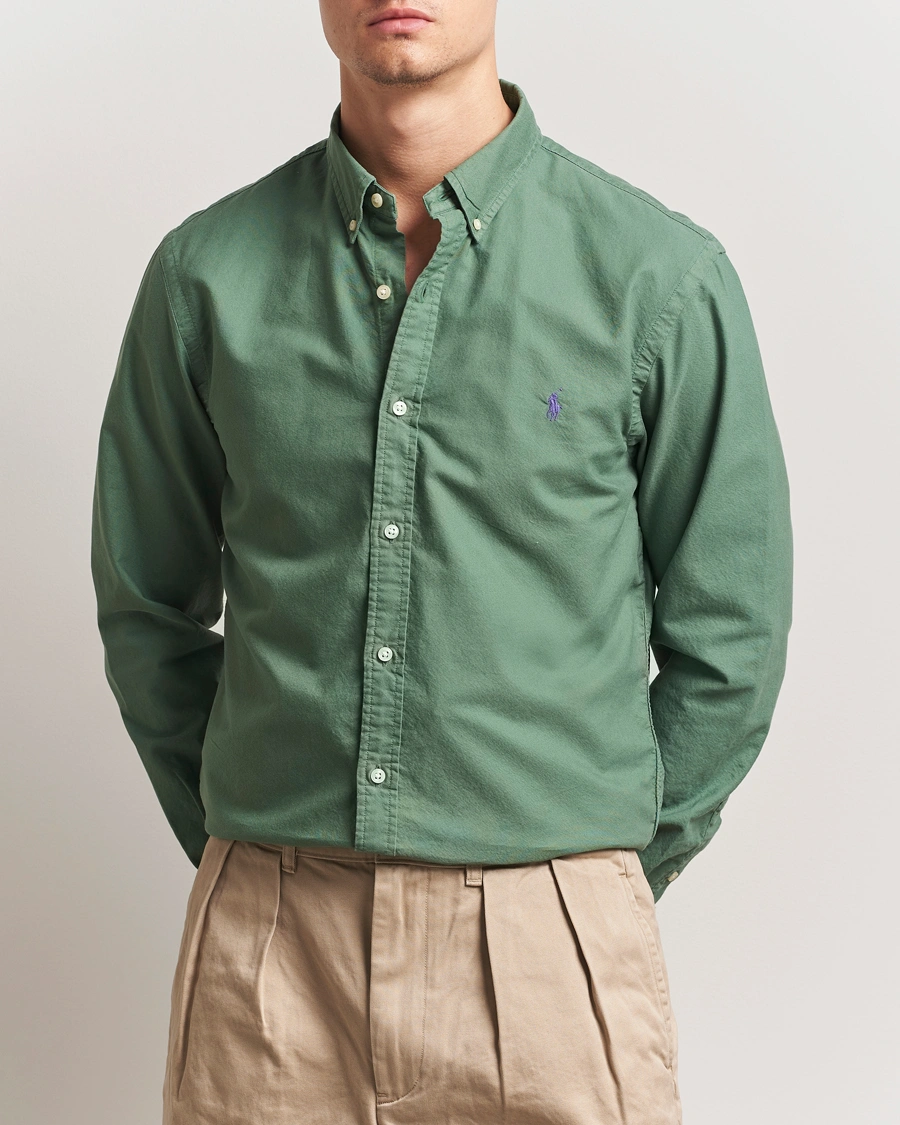 Herre | Skjorter | Polo Ralph Lauren | Slim Fit Garment Dyed Oxford Shirt Fatigue