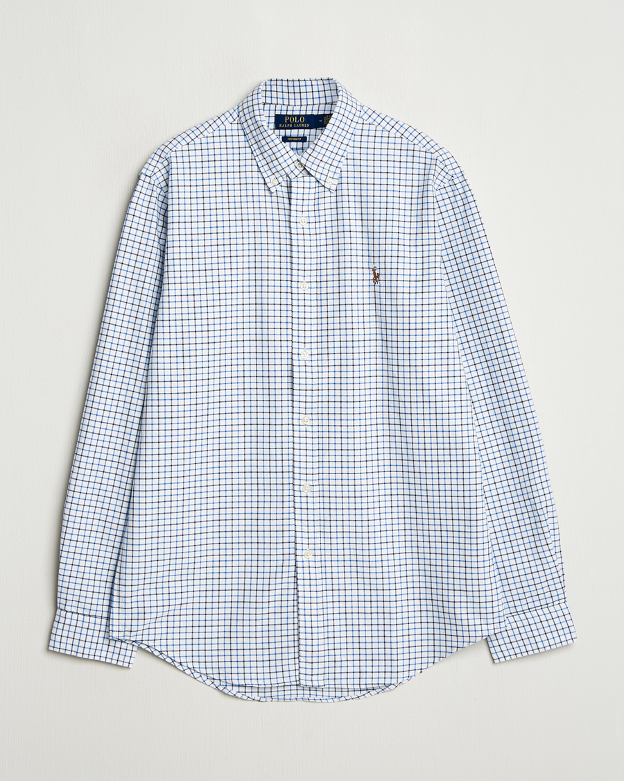 Herre | Skjorter | Polo Ralph Lauren | Custom Fit Checked Oxford Shirt White/Blue Multi