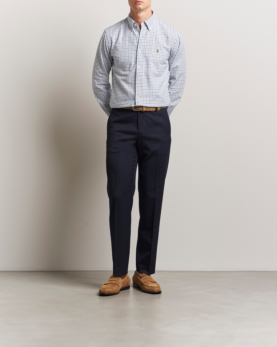 Herre | Skjorter | Polo Ralph Lauren | Custom Fit Checked Oxford Shirt White/Blue Multi