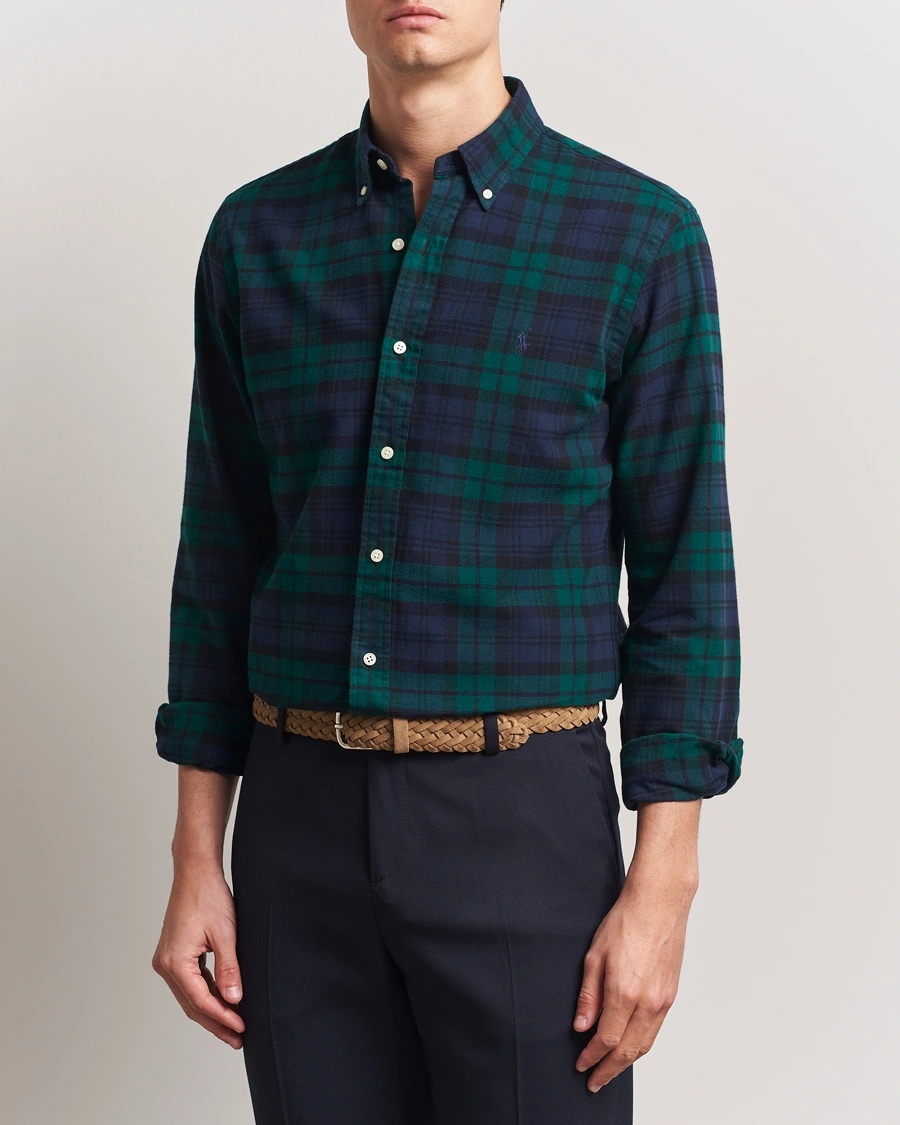 Herre | Skjorter | Polo Ralph Lauren | Custom Fit Checked Oxford Shirt Navy/Green Multi