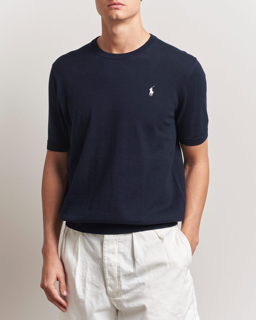 Herre | T-Shirts | Polo Ralph Lauren | Knitted Short Sleeve Tee Hunter Navy