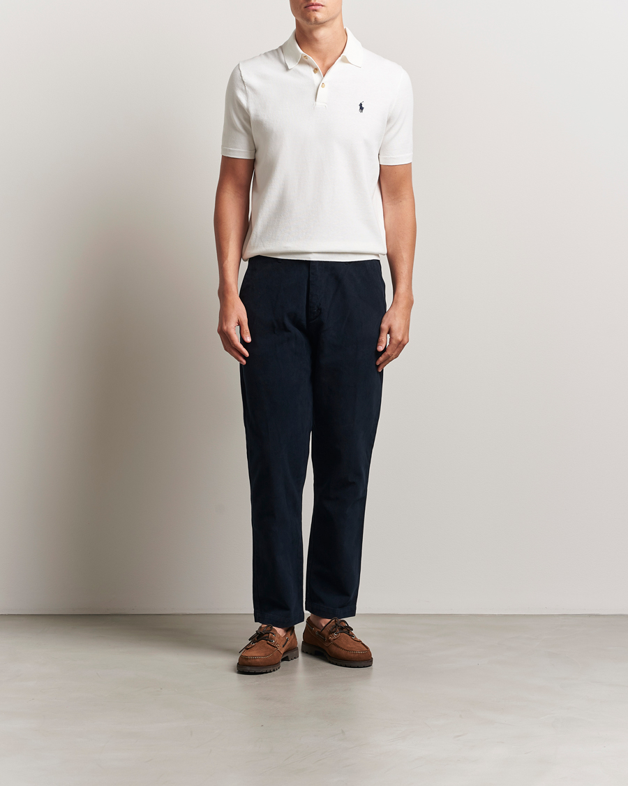Herre | Gensere | Polo Ralph Lauren | Knitted Short Sleeve Polo Deckwash White